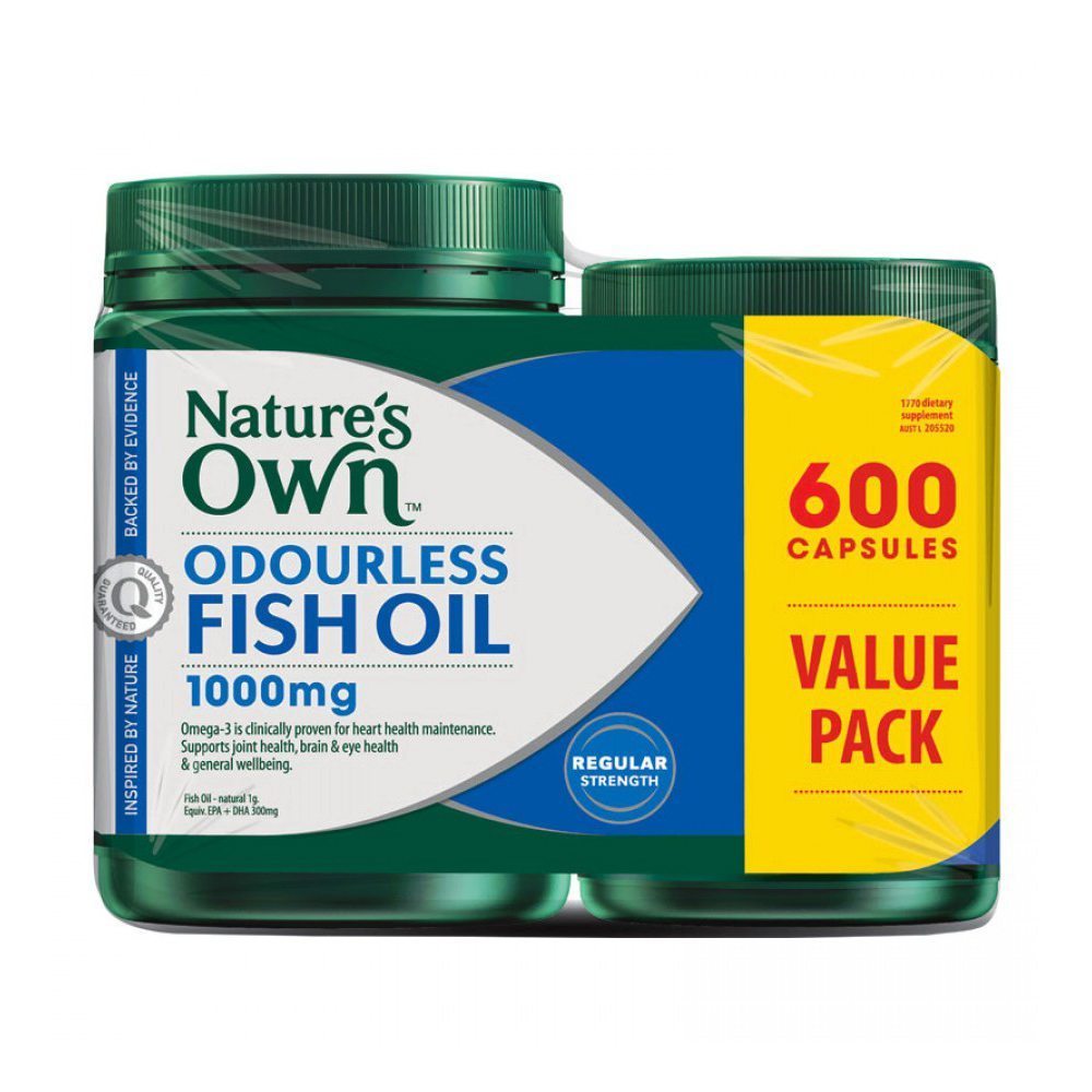 Nature's Own Odourless Fish Oil 1000 mg 600 Capsules Value Pack