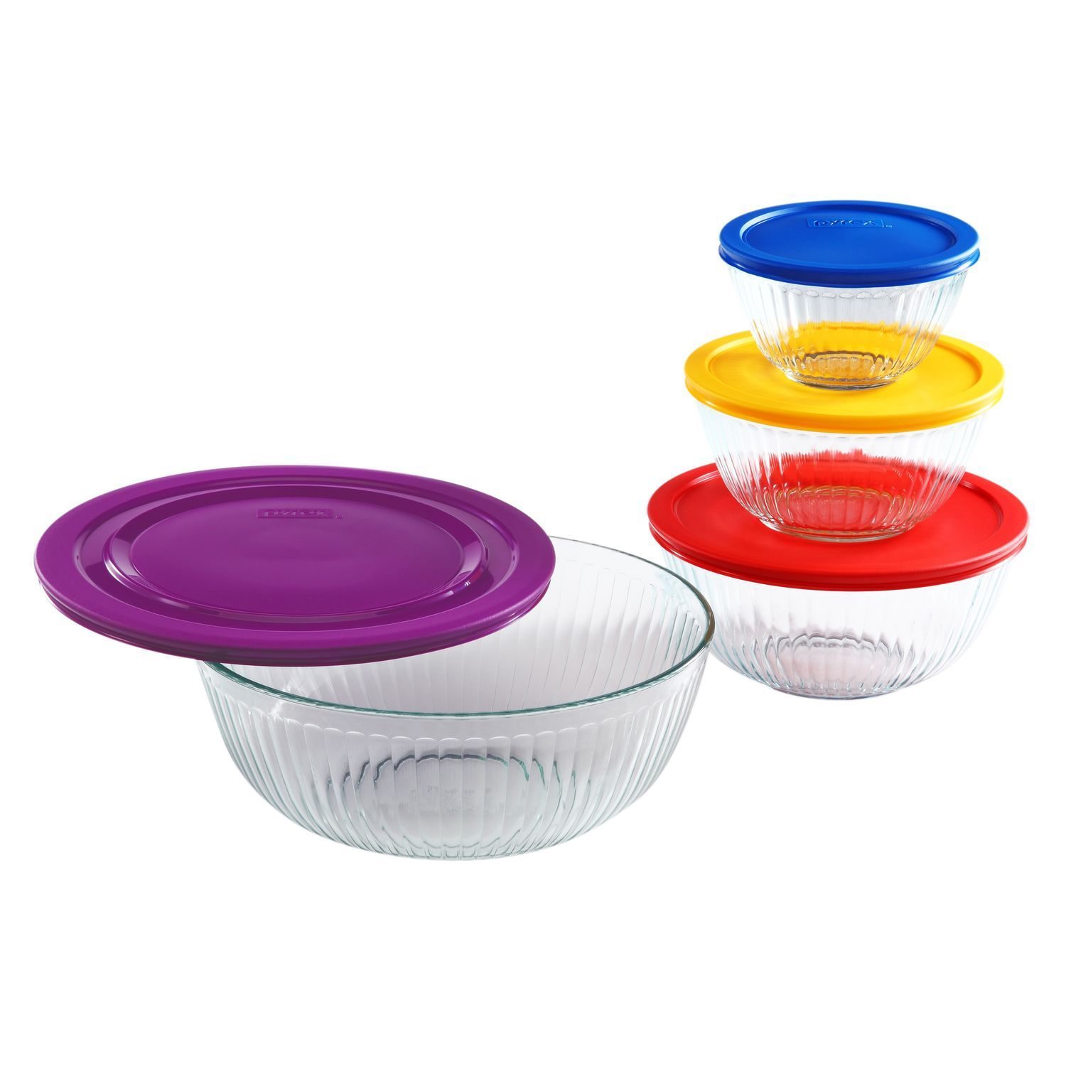 Pyrex 8pc Sculpted Glass Mixing Bowls Set (A)