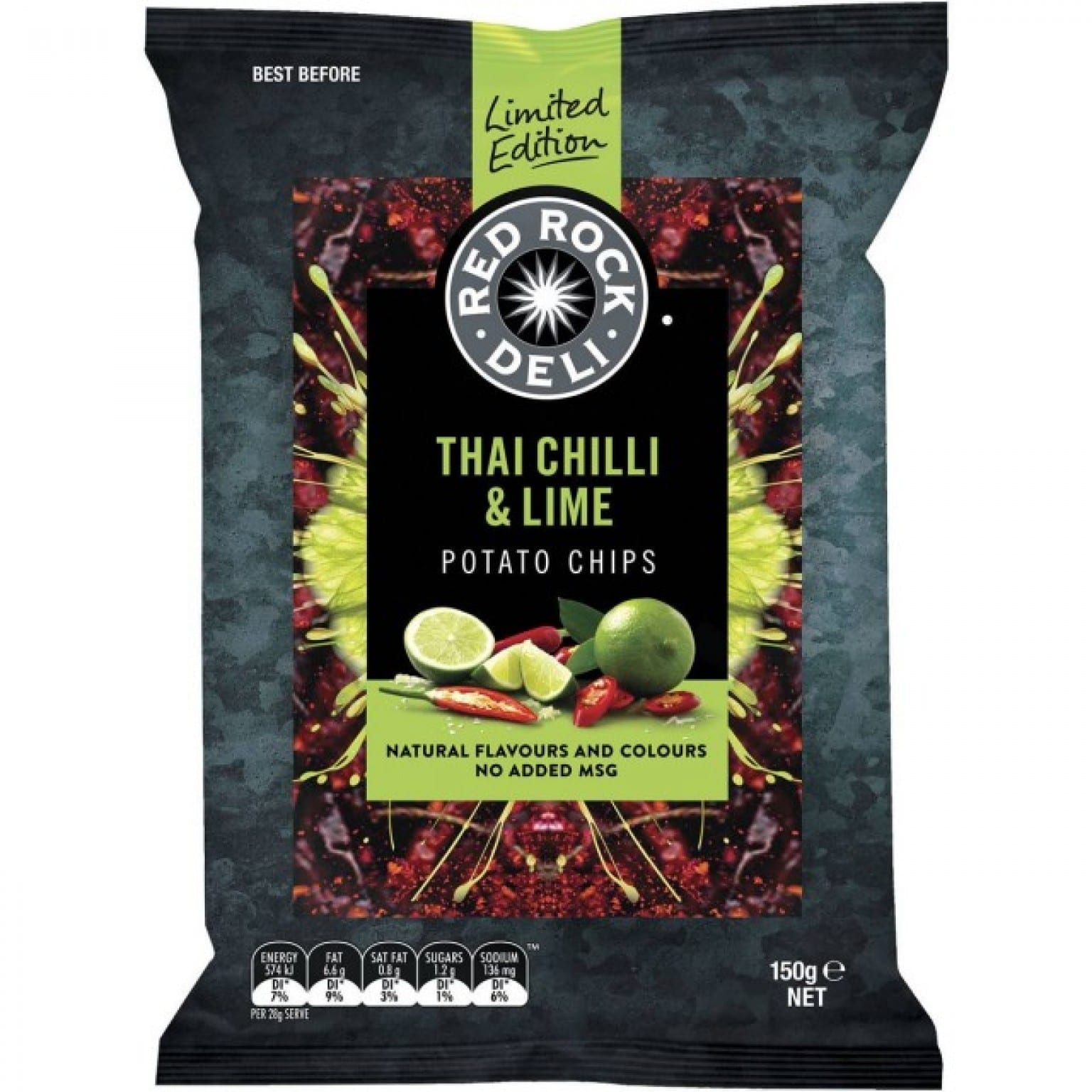 Red Rock Deli Thai Chilli & Lime Potato Chips 150g