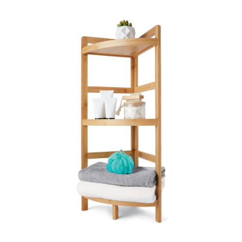 bamboo 3 tier corner shelf